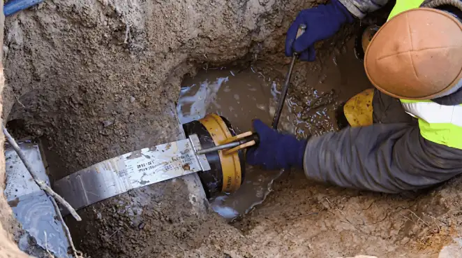 Technician performing underground drainage repair for foundation protection and gutter systems in Fort Collins, CO